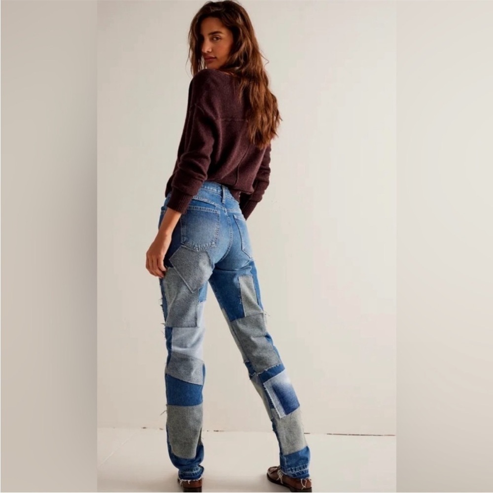NEW Free People We The Free Bare With Me Jeans Patchwork denim - Picture 3 of 12
